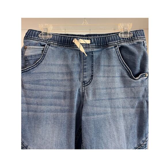 Art Class Super Skinny Moto Jeans Girls Size 16 Blue Elastic Waist Drawstring - Picture 5 of 8